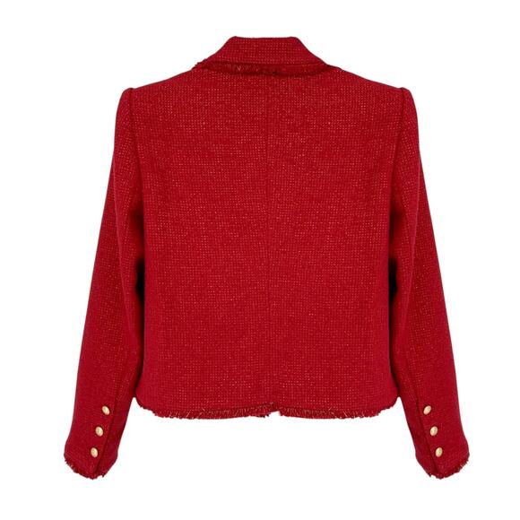 L'AGENCE Sylvia Collared Jacket in Garnet Red & Copper 4 - Picture 7 of 13